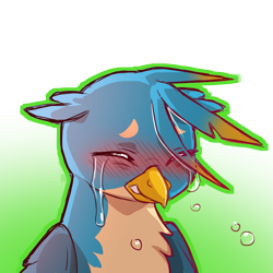 Size: 1159x1159 | Tagged: safe, artist:cold-blooded-twilight, imported from derpibooru, gallus, griffon, blushing, crying, eyes closed, simple background, solo, transparent background