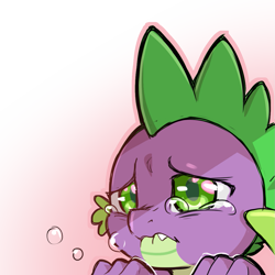 Size: 1159x1159 | Tagged: safe, artist:cold-blooded-twilight, imported from derpibooru, spike, dragon, blushing, crying, simple background, solo, transparent background