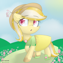 Size: 2300x2300 | Tagged: safe, artist:meotashie, imported from derpibooru, oc, oc only, oc:fancy lemons, earth pony, pony, clothes, earth pony oc, female, solo