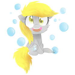 Size: 2300x2300 | Tagged: safe, artist:meotashie, imported from derpibooru, derpy hooves, pegasus, pony, bubble, female, simple background, solo, white background