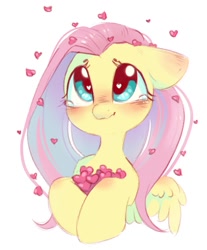Size: 887x1072 | Tagged: safe, artist:melodylibris, imported from derpibooru, fluttershy, pegasus, pony, blushing, bust, crying, cute, daaaaaaaaaaaw, female, floppy ears, heart, holding, looking up, mare, shyabetes, simple background, smiling, solo, spread wings, tears of joy, teary eyes, wavy mouth, white background, wings