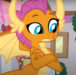 Size: 752x750 | Tagged: safe, imported from derpibooru, screencap, smolder, dragon, the hearth's warming club, cropped, crossed arms, dragoness, female, solo