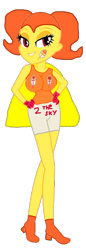 Size: 400x1166 | Tagged: safe, artist:smbros, imported from derpibooru, oc, oc only, oc:connie frida, human, equestria girls, big breasts, breasts, cape, cape feather, clothes, crossover, feather, gloves, hand on hip, high heels, huge breasts, humanized, orange hair, pigtails, power up gals, power-up, shoes, simple background, solo, super mario bros., super mario world, transparent background