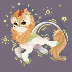 Size: 2160x2160 | Tagged: safe, artist:colorbrush, imported from derpibooru, autumn blaze, kirin, awwtumn blaze, blushing, cheek fluff, chest fluff, cloven hooves, cute, ear fluff, female, hoof fluff, looking up, smiling, solo