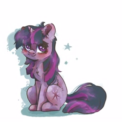 Size: 4000x4000 | Tagged: safe, artist:colorbrush, imported from derpibooru, twilight sparkle, pony, unicorn, chest fluff, ear fluff, fluffy, heart, heart eyes, simple background, sitting, solo, unicorn twilight, white background, wingding eyes