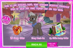 Size: 1556x1030 | Tagged: safe, imported from derpibooru, burnt oak, earth pony, advertisement, costs real money, gameloft, lucky coins, male, my little pony: magic princess, official, sale, stallion, younger