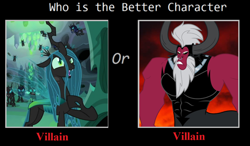 Size: 1208x704 | Tagged: safe, artist:swiftgaiathebrony, imported from derpibooru, lord tirek, queen chrysalis, centaur, changeling, changeling queen, taur, antagonist, female, male, meme, question