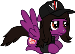 Size: 1193x855 | Tagged: safe, artist:lightningbolt, derpibooru exclusive, imported from derpibooru, pegasus, pony, .svg available, cap, clothes, floppy ears, hat, lidded eyes, lying down, male, nose piercing, pierce the veil, piercing, ponified, ponyloaf, prone, shirt, show accurate, simple background, solo, spread wings, stallion, svg, t-shirt, transparent background, vector, vic fuentes, wings