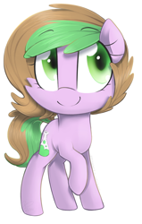 Size: 948x1488 | Tagged: safe, artist:meotashie, imported from derpibooru, oc, oc only, earth pony, pony, cheek fluff, earth pony oc, female, simple background, smiling, solo, white background