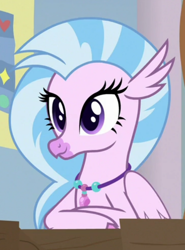 Size: 548x739 | Tagged: safe, imported from derpibooru, screencap, silverstream, classical hippogriff, hippogriff, a rockhoof and a hard place, cropped, crossed arms, cute, diastreamies, jewelry, necklace, solo
