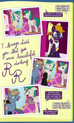 Size: 1920x3168 | Tagged: safe, artist:alexdti, imported from derpibooru, oc, oc only, oc:brainstorm (alexdti), oc:purple creativity, oc:star logic, pegasus, pony, unicorn, comic:quest for friendship, bow, bowtie, clothes, comic, dialogue, dress, eye contact, female, glasses, glowing, glowing horn, hair bow, high res, hooves, horn, indoors, looking at each other, looking at someone, looking away, magic, male, mare, mirror, narrowed eyes, open mouth, open smile, pegasus oc, puffy cheeks, raised hoof, smiling, speech bubble, stallion, standing, tail, telekinesis, tongue out, tuxedo, two toned mane, two toned tail, underhoof, unicorn oc, wall of tags, wedding dress