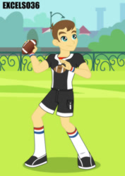 Size: 661x935 | Tagged: safe, artist:excelso36, imported from derpibooru, part of a set, teddy t. touchdown, human, equestria girls, american football, background human, canterlot high, clothes, male, solo, sports