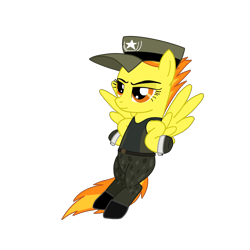 Size: 2100x2100 | Tagged: safe, artist:chanyhuman, imported from derpibooru, spitfire, pegasus, pony, clothes, cosplay, costume, female, flying, mare, military uniform, mk11, mortal kombat, mortal kombat 11, simple background, sonya blade, transparent background, uniform, vector