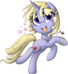 Size: 1892x2056 | Tagged: safe, artist:meotashie, imported from derpibooru, oc, oc only, oc:amulet, pony, unicorn, bracelet, female, heart, horn, jewelry, open mouth, simple background, solo, transparent background, unicorn oc