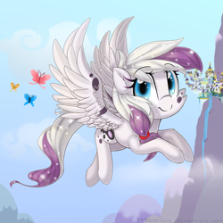 Size: 2300x2300 | Tagged: safe, artist:meotashie, imported from derpibooru, oc, oc only, butterfly, pegasus, pony, canterlot, female, pegasus oc, solo