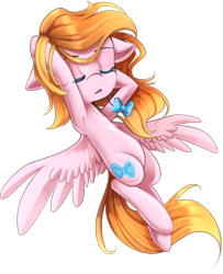 Size: 1365x1685 | Tagged: safe, artist:meotashie, imported from derpibooru, oc, oc only, oc:topaz, pegasus, pony, eyes closed, female, pegasus oc, simple background, solo, transparent background