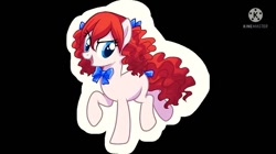 Size: 739x415 | Tagged: safe, imported from derpibooru, pony, black background, bow, confident, happy, looking at you, pigtails, ponified, poppy playtime, simple background, smiling, smiling at you, solo