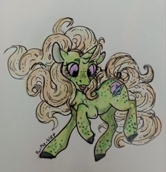 Size: 640x664 | Tagged: safe, artist:purple-blep, imported from derpibooru, star hopper, pony, unicorn, flowing mane, g1, marker drawing, solo, traditional art