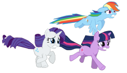 Size: 792x453 | Tagged: safe, artist:benpictures1, imported from derpibooru, rainbow dash, rarity, twilight sparkle, pegasus, pony, unicorn, dragon quest, cute, dashabetes, ears, female, floppy ears, flying, gritted teeth, inkscape, raribetes, running, scared, simple background, teeth, transparent background, trio, trio female, twiabetes, unicorn twilight, vector