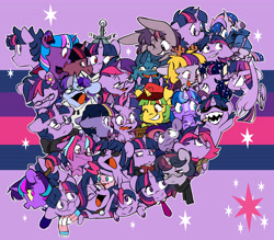 Size: 6320x5532 | Tagged: safe, artist:chub-wub, imported from derpibooru, mean twilight sparkle, pinkie pie, twilight sparkle, alicorn, pony, the last problem, adorkable, bi twi, bilight sparkle, blunt, choker, cigarette, clothes, crossover, crossover shipping, curved horn, cute, cute little fangs, dork, drugs, duality, dusk shine, ear piercing, earring, equestria girls ponified, expressions, facial expressions, fangs, female, glasses, grin, highlight sparkle, hoodie, horn, jewelry, kinsona, makeup, male, male alicorn, mare, mcdonald's, meta, mordecai, mordetwi, multeity, older, older twilight, one eye closed, open mouth, piercing, pince-nez, ponified, pride, pride flag, red eyes, regular show, round glasses, rule 63, scarf, shipping, slit pupils, smiling, smoking, socks, sparkle sparkle sparkle, stallion, straight, striped socks, sunglasses, the princess of evil, trans female, trans male, transgender, transgender pride flag, twiabetes, twilight sparkle (alicorn), twitter, wings, wink