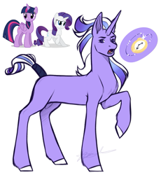 Size: 829x900 | Tagged: safe, artist:purplegrim40, imported from derpibooru, oc, alicorn, pony, unicorn, colored hooves, female, horn, magical lesbian spawn, male, mare, oc focus, offspring, parent:rarity, parent:twilight sparkle, parents:rarilight, raised hoof, simple background, solo focus, stallion, unicorn oc, white background