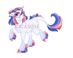 Size: 2900x2300 | Tagged: safe, artist:gigason, imported from derpibooru, oc, oc:hot head, classical unicorn, pony, unicorn, cloven hooves, female, glasses, leonine tail, magical lesbian spawn, mare, obtrusive watermark, offspring, parent:rainbow dash, parent:twilight sparkle, parents:twidash, simple background, solo, transparent background, unshorn fetlocks, watermark