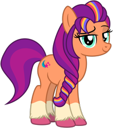 Size: 3640x4109 | Tagged: safe, artist:emeraldblast63, imported from derpibooru, sunny starscout, earth pony, pony, coat markings, female, g4, g5, g5 to g4, generation leap, mare, multicolored hair, simple background, socks (coat markings), solo, transparent background, unshorn fetlocks, vector