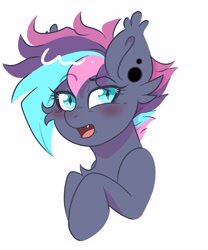 Size: 2500x3000 | Tagged: safe, artist:yourpennypal, imported from derpibooru, oc, oc only, bat pony, pony, blushing, chest fluff, ear piercing, looking at you, open mouth, piercing, simple background, solo, white background