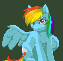 Size: 1060x1034 | Tagged: safe, artist:tigra0118, imported from derpibooru, rainbow dash, pegasus, pony, pixel art, simple background, solo