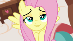 Size: 1920x1080 | Tagged: safe, edit, edited screencap, imported from derpibooru, screencap, fluttershy, pegasus, pony, discordant harmony, female, inverted mouth, mare, smiling, solo