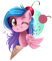 Size: 1150x1350 | Tagged: safe, artist:meotashie, imported from derpibooru, oc, oc only, pegasus, pony, one eye closed, pegasus oc, simple background, smiling, solo, transparent background, wink