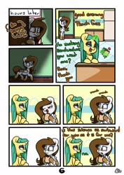 Size: 2901x4096 | Tagged: safe, artist:lou, oc, oc only, pegasus, pony, unicorn, comic:the roomates, comic, eating, female, food, magic, mare, open mouth, sandwich, talking, walking