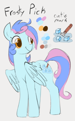 Size: 432x691 | Tagged: safe, artist:dotkwa, oc, oc only, oc:frosty pick, pegasus, pony, female, mare, smiling, spread wings, wings