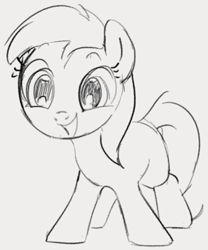 Size: 494x593 | Tagged: safe, artist:dotkwa, earth pony, female, filly, monochrome, open mouth, simple background, smiling