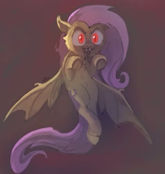 Size: 942x991 | Tagged: safe, artist:dotkwa, fluttershy, bat pony, pegasus, pony, fangs, female, flying, mare, open mouth, simple background, smiling, spread wings, wings