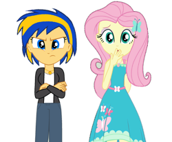 Size: 1280x1057 | Tagged: safe, artist:mlpfan3991, artist:yaya54320bases, imported from derpibooru, fluttershy, oc, oc:flare spark, human, equestria girls, angry, base used, crossed arms, duo, duo female, equestria girls-ified, female, simple background, transparent background