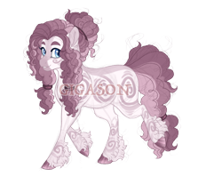 Size: 2900x2300 | Tagged: safe, artist:gigason, imported from derpibooru, oc, oc:bitter sweet, hybrid, zony, female, magical lesbian spawn, obtrusive watermark, offspring, parent:pinkie pie, parent:zecora, simple background, solo, transparent background, watermark