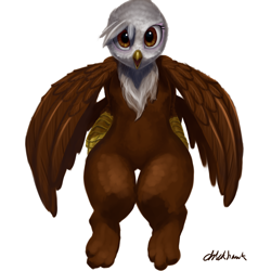 Size: 1200x1200 | Tagged: safe, artist:chickhawk96, imported from derpibooru, gilda, griffon, bipedal, looking at you, simple background, solo, white background, wings