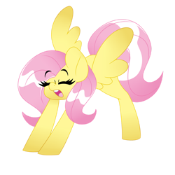 Size: 1280x1280 | Tagged: safe, artist:ladylullabystar, imported from derpibooru, fluttershy, pony, simple background, solo, stretching, transparent background