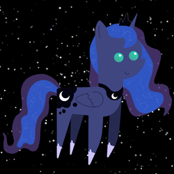 Size: 6000x6000 | Tagged: safe, artist:freestadiumtix, imported from derpibooru, princess luna, alicorn, pony, constellation, crown, cute, ethereal mane, female, high res, hoof shoes, jewelry, lunabetes, mare, peytral, pointy ponies, regalia, solo, space, starry background, starry mane