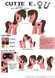 Size: 3508x4961 | Tagged: safe, artist:mrkat7214, imported from derpibooru, oc, oc only, oc:ace play, oc:cutie e, earth pony, pony, dock, female, mare, reference sheet, rule 63, semi-transparent, simple background, solo, tail, transparent background, vector