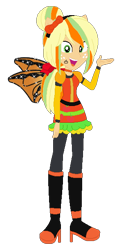 Size: 340x611 | Tagged: safe, artist:selenaede, artist:user15432, imported from derpibooru, applejack, fairy, human, equestria girls, alternate hairstyle, barely eqg related, base used, boots, bow, clothes, costume, crossover, cutie mark on clothes, fairy wings, fairyized, female, hair bun, halloween, halloween costume, hallowinx, headband, high heel boots, high heels, long hair, open mouth, orange dress, orange wings, ponied up, ponytail, shoes, simple background, smiling, solo, sparkly wings, transparent background, wings, winx, winx club, winxified