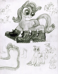 Size: 2341x3000 | Tagged: safe, artist:ja0822ck, imported from derpibooru, oc, earth pony, pony, adoracreepy, boots, creepy, cute, earth pony oc, feet, hoof boots, hoof toes, not salmon, shoes, sketch, sketch dump, toes, traditional art, wat