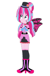 Size: 421x643 | Tagged: safe, artist:selenaede, artist:user15432, imported from derpibooru, pinkie pie, fairy, human, equestria girls, alternate hairstyle, barely eqg related, base used, belt, boots, clothes, costume, crossover, cutie mark on clothes, fairy wings, fairyized, fingerless gloves, flower, gloves, hair bun, halloween, halloween costume, hallowinx, hat, high heel boots, high heels, long hair, pigtails, pink dress, pink wings, ponied up, shoes, simple background, socks, solo, sparkly wings, top hat, transparent background, wings, winx, winx club, winxified