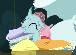 Size: 1006x728 | Tagged: safe, imported from derpibooru, screencap, ocellus, changedling, changeling, school daze, bed bug, cropped, cute, diaocelles, eyes closed, female, pillow, solo