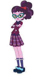 Size: 2022x4000 | Tagged: safe, artist:gmaplay, imported from derpibooru, varsity trim, human, equestria girls, friendship games, clothes, crystal prep academy uniform, female, glasses, pleated skirt, school uniform, shoes, simple background, skirt, solo, transparent background