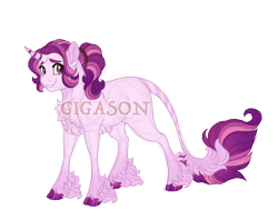 Size: 2900x2300 | Tagged: safe, artist:gigason, imported from derpibooru, oc, oc:cake pop, classical unicorn, pony, unicorn, cloven hooves, female, leonine tail, magical lesbian spawn, mare, obtrusive watermark, offspring, parent:starlight glimmer, parent:sugar belle, parents:sugarglimmer, simple background, solo, transparent background, unshorn fetlocks, watermark