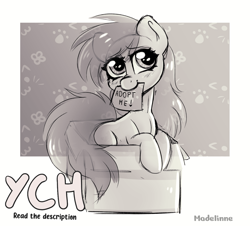 Size: 2549x2300 | Tagged: safe, artist:madelinne, imported from derpibooru, oc, pony, black and white, commission, grayscale, monochrome, sketch, solo, your character here