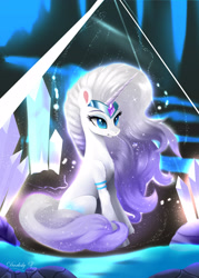 Size: 1789x2500 | Tagged: safe, artist:darksly, imported from derpibooru, rarity, pony, unicorn, crystal, female, g5 concept leaks, high res, jewelry, mare, rarity (g5 concept leak), regalia, sitting, solo