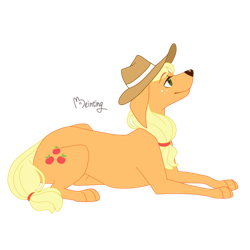 Size: 894x894 | Tagged: safe, artist:beinting, imported from derpibooru, applejack, dog, appledog, cowboy hat, dogified, female, hat, signature, simple background, solo, species swap, transparent background